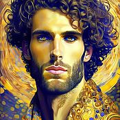 Картины и панно handmade. Livemaster - original item Pictures: Portrait of a man. Klimt. Abstract golden portrait. Handmade.