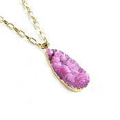 Украшения handmade. Livemaster - original item Agate pendant, pink pendant on a chain, Firework pendant
