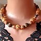 Eco-beads ' Leopard!' Wood with bronze Boho Style, Necklace, Moscow,  Фото №1