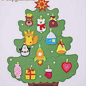 Подарки к праздникам handmade. Livemaster - original item A safe felt Christmas tree on the wall with toys. Handmade.