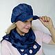 Order Sets of hats:cap and scarf wool jeans. Olgaorel57. Livemaster. . Headwear Sets Фото №3