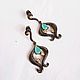 Elegant earrings with aquamarines and Topaz, turquoise and black, Earrings, Kaluga,  Фото №1