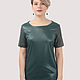 Dress emerald green satin with leather, Dresses, Moscow,  Фото №1