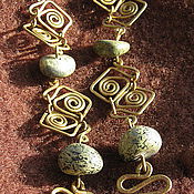 ожерелье Золотая осень из проволоки и натуральных камней