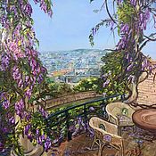 Картины и панно handmade. Livemaster - original item Oil painting Italy Beautiful Wisteria. Painting landscape with flowers. Handmade.