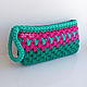 Small knitted clutch "Green and fuchsia". Clutches. NefritFlower. Online shopping on My Livemaster.  Фото №2