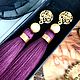 Earrings-brush Katris Marsala Burgundy wine Majorca silk gilding. Tassel earrings. GolDFenix. Online shopping on My Livemaster.  Фото №2