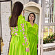 Vyshyvanka Dress Long, Velvet Warm Dress Bright Green, Dresses, Sevastopol,  Фото №1