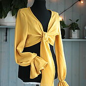 Женская шелковая пижама: кроп-топ и шортики в Мятном цвете