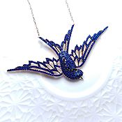 Украшения handmade. Livemaster - original item Sapphire swallow on a silver chain buy. Handmade.