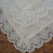 White tablecloth with purple lace
