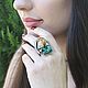 Boho ring with citrine and malachite in 925 silver ALS0003. Rings. Sunny Silver. Online shopping on My Livemaster.  Фото №2