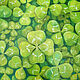 Painting with green leaves Four-leaf clover Lucky Amulet, Pictures, Sochi,  Фото №1