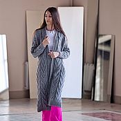 Одежда handmade. Livemaster - original item Long knitted cardigan for women in gray in stock. Handmade.