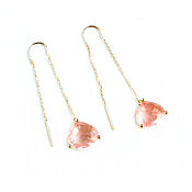 Украшения handmade. Livemaster - original item Long Pink Earrings, Transparent Grapefruit Chain Earrings. Handmade.