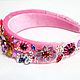 Order Pink headband with flowers handmade embroidery. Beaded jewelry by Mariya Klishina. Livemaster. . Headband Фото №3