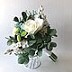 Wedding bouquet of the bride with white roses and eucalyptus, Wedding bouquets, Voskresensk,  Фото №1