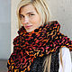 Scarf large hand knitted black and red multicolor, Scarves, Moscow,  Фото №1