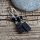Silver tourmaline/spinel earrings 'Black Panther' 925 pr, Earrings, Yaroslavl,  Фото №1