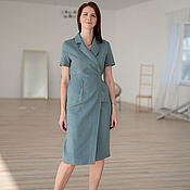Одежда handmade. Livemaster - original item Dresses: linen wrap dress with short sleeves. Handmade.