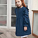 Dress for girls linen Amelia blue with flounces, Childrens Dress, Kaliningrad,  Фото №1