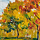 Картина золотая осень осенний пейзаж маслом деревья Заряжаясь цветом. Картины. Анна Крюкова (impression-живопись). Ярмарка Мастеров.  Фото №4