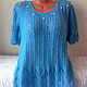 Openwork pullover 'Blue Azhur-2' handmade. Pullover Sweaters. hand knitting from Galina Akhmedova. My Livemaster. Фото №6