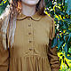 Dress with a dark mustard-colored collar cotton, Dresses, Moscow,  Фото №1