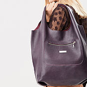 Сумки и аксессуары handmade. Livemaster - original item Purple bag for every day on the shoulder made of leather-Bag string bag leather. Handmade.