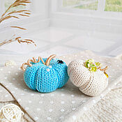 Для дома и интерьера handmade. Livemaster - original item Interior pumpkins 2 pcs. Knitted toy Pumpkin. DIY for kindergarten. Handmade.