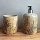 Комплект для ванной комнаты "травы". Диспенсеры и стаканы. Dar.ceramica (daria-rasputina). Ярмарка Мастеров.  Фото №5