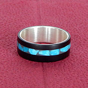 Украшения handmade. Livemaster - original item Silver ring with jet and turquoise. Handmade.