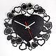 Black wall clock in the shape of a heart. Graphite surface, Watch, Moscow,  Фото №1