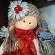 Текстильная интерьерная кукла В красном. Куклы и пупсы. Лиза. Интернет-магазин Ярмарка Мастеров.  Фото №2