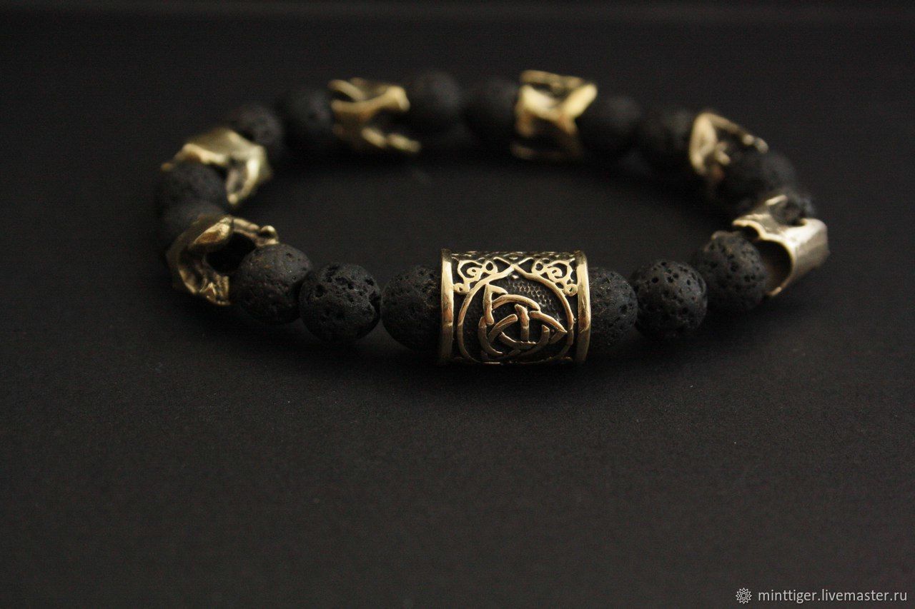 Mens bracelets made of stone with inlays in bronze, Bead bracelet, Volgograd,  Фото №1
