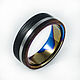 A colored titanium ring with carbon fiber and wood, Rings, Moscow,  Фото №1