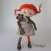 Куклы и игрушки handmade. Livemaster - original item Copy of Doll Smile Little Doll red textile Petite doll. Handmade.