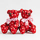 Набор из двух мишек красного цвета с белыми бантиками, Мягкие игрушки, Москва,  Фото №1
