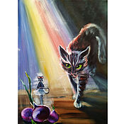 Картины и панно handmade. Livemaster - original item Oil painting cat and mouse