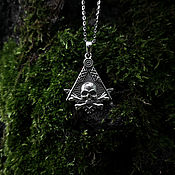 Украшения handmade. Livemaster - original item Masonic Amulet (skull and square) — silver pendant. Handmade.
