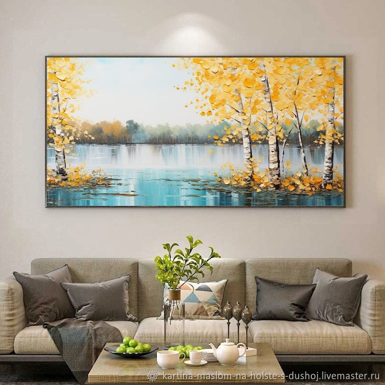 Картины: Большая картина маслом Бирюзовое озеро Интерьерная в интернет ...