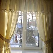 Для дома и интерьера handmade. Livemaster - original item Linen curtains with lambrequin 