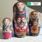 Русский стиль handmade. Livemaster - original item Matryoshka in pink scarf. Handmade.