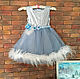 Delicate ash-blue girl's dress with ostrich feathers. . T-kids (ana-terskikh). Online shopping on My Livemaster.  Фото №2