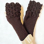 Аксессуары handmade. Livemaster - original item Mittens Dragon Scales Knitted Warm Mittens Gloves Brown. Handmade.