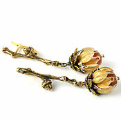 Украшения handmade. Livemaster - original item Earrings Flowers golden lampwork Murano glass. Handmade.