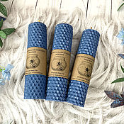 Сувениры и подарки handmade. Livemaster - original item Natural candle made of colored wax Blue, 1 piece. Handmade.