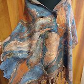 Scarf-stole double-sided felted on silk Onyx