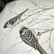 Картины и панно handmade. Livemaster - original item Watercolor birds sparrows on twigs. Handmade.