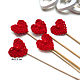 Set of 5 Knitted Heart Toppers for Cake Decoration, flower red, Toppers for bouquets, Moscow,  Фото №1